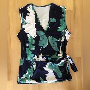 Navy & Jade Side Tie Top 🌹